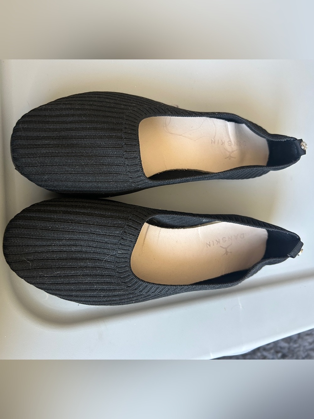 Danskin Black Ribbed Knit Slip-On Flats